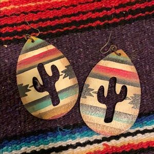 Serape cactus earrings